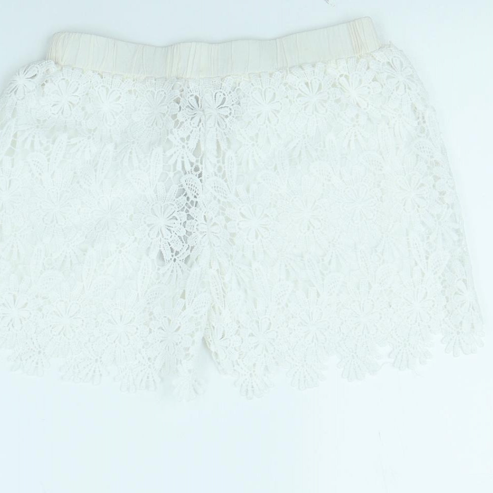 Zanzea Womens White Cut-Off Shorts Size S