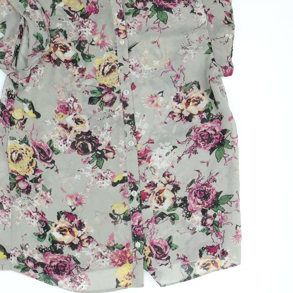 Atmosphere Womens Grey Floral Basic Blouse Size 10