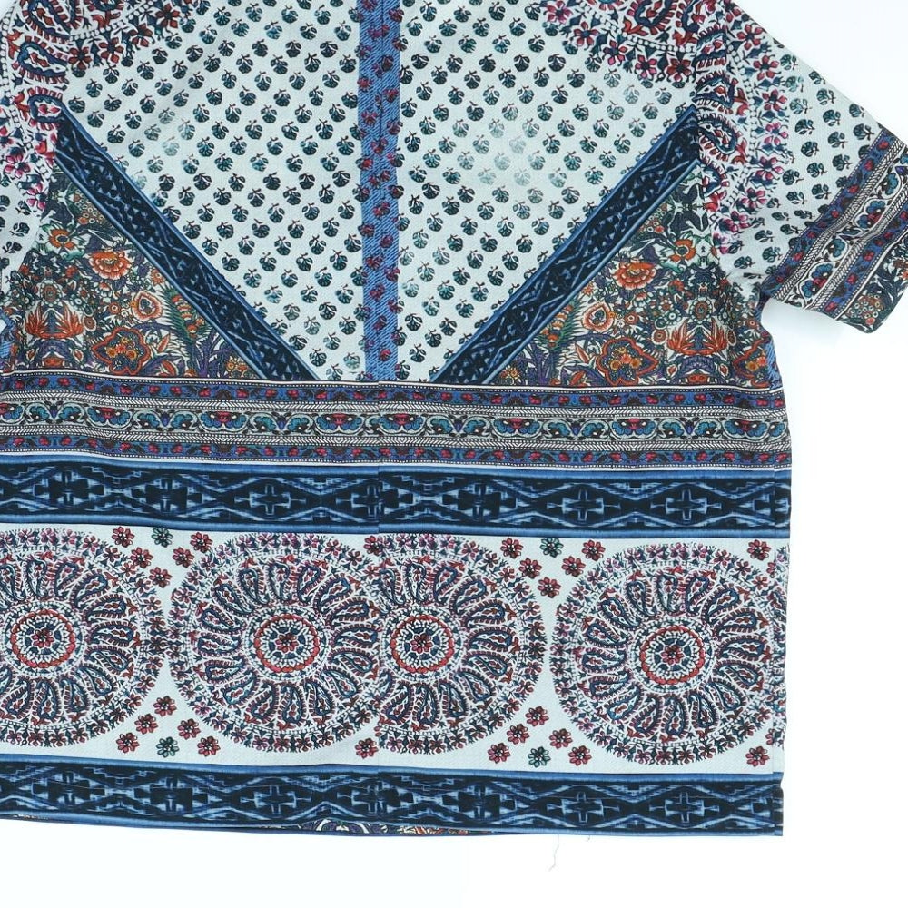 Topshop Womens Multicoloured Cropped T-Shirt Size 8
