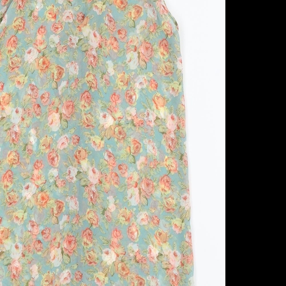 New Look Womens Green Floral Button-Up Size 6