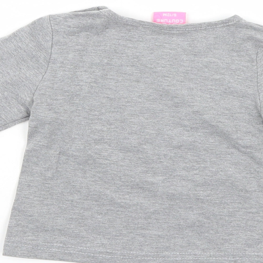 Cutey Couture Girls Grey Pullover Jumper Size 6-9 Months