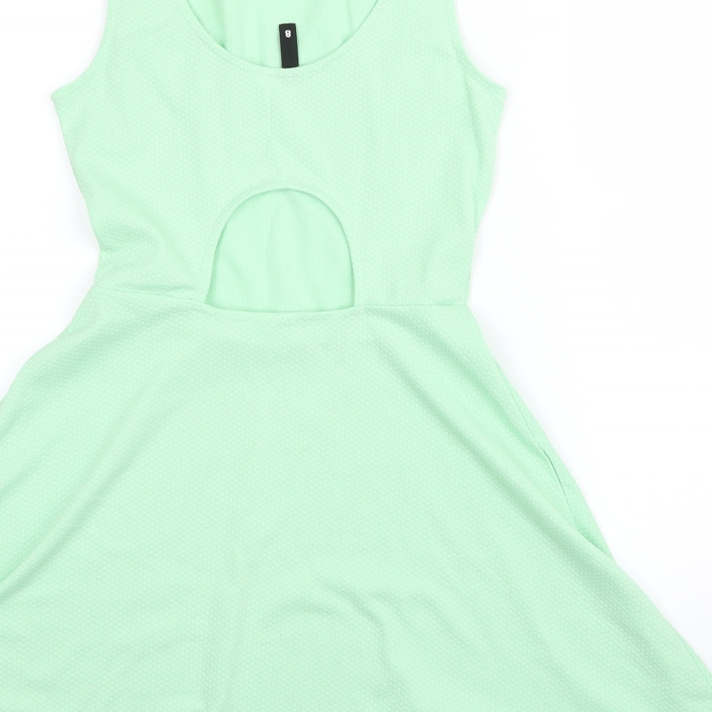 Divided Womens Green A-Line Size 8