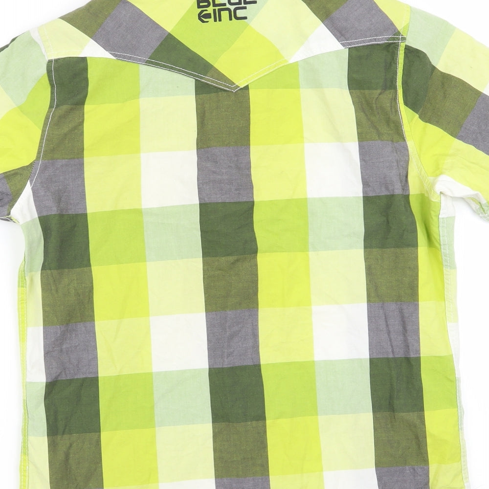 Blue Inc Mens Green Plaid Button-Up Size M