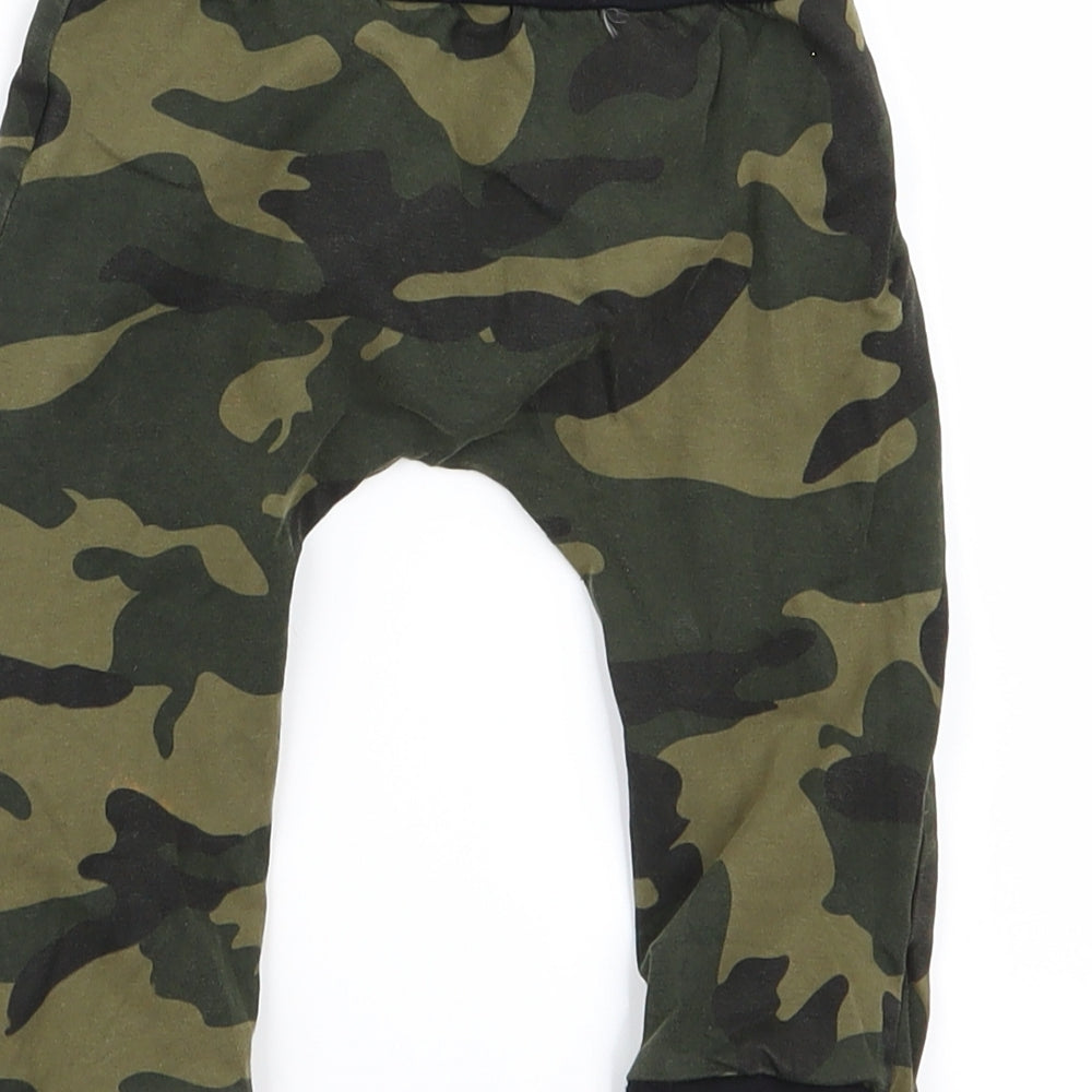 Preworn Baby Green Camouflage Jogger Trousers Size 9 Months