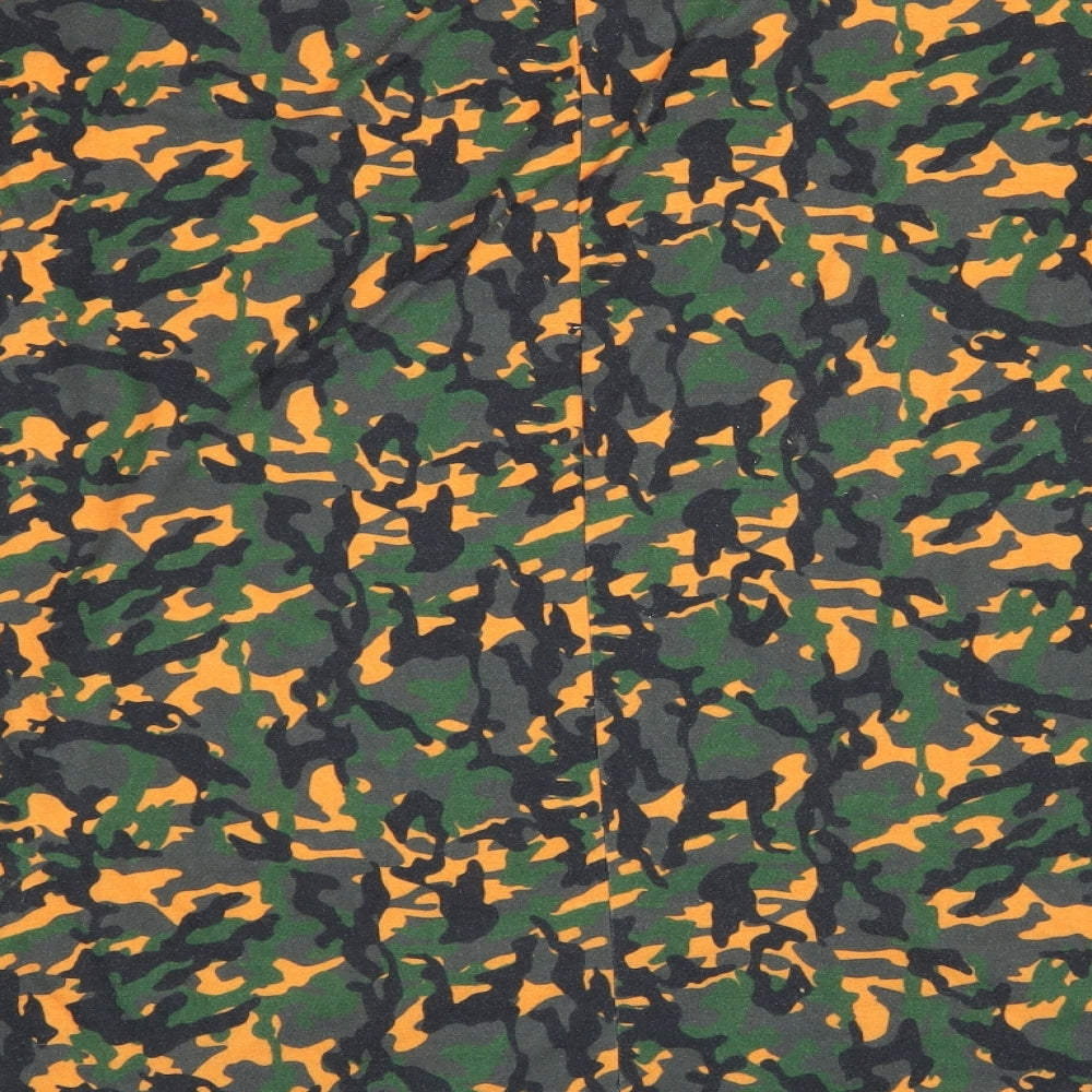 PRETTYLITTLETHING Womens Green Camouflage Basic Blouse Size 12