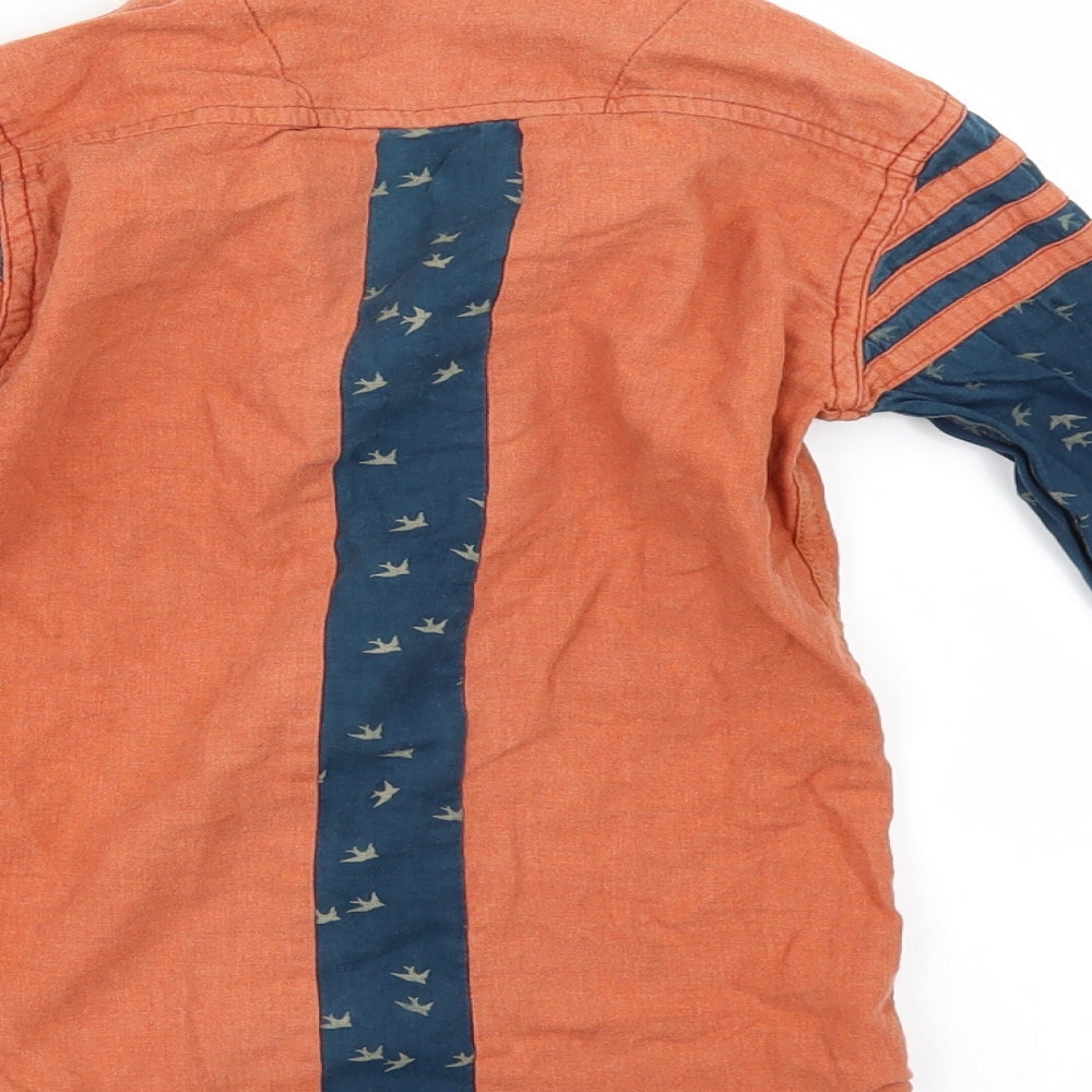 KIDRESS Boys Orange Geometric Basic Button-Up Size 8 Years