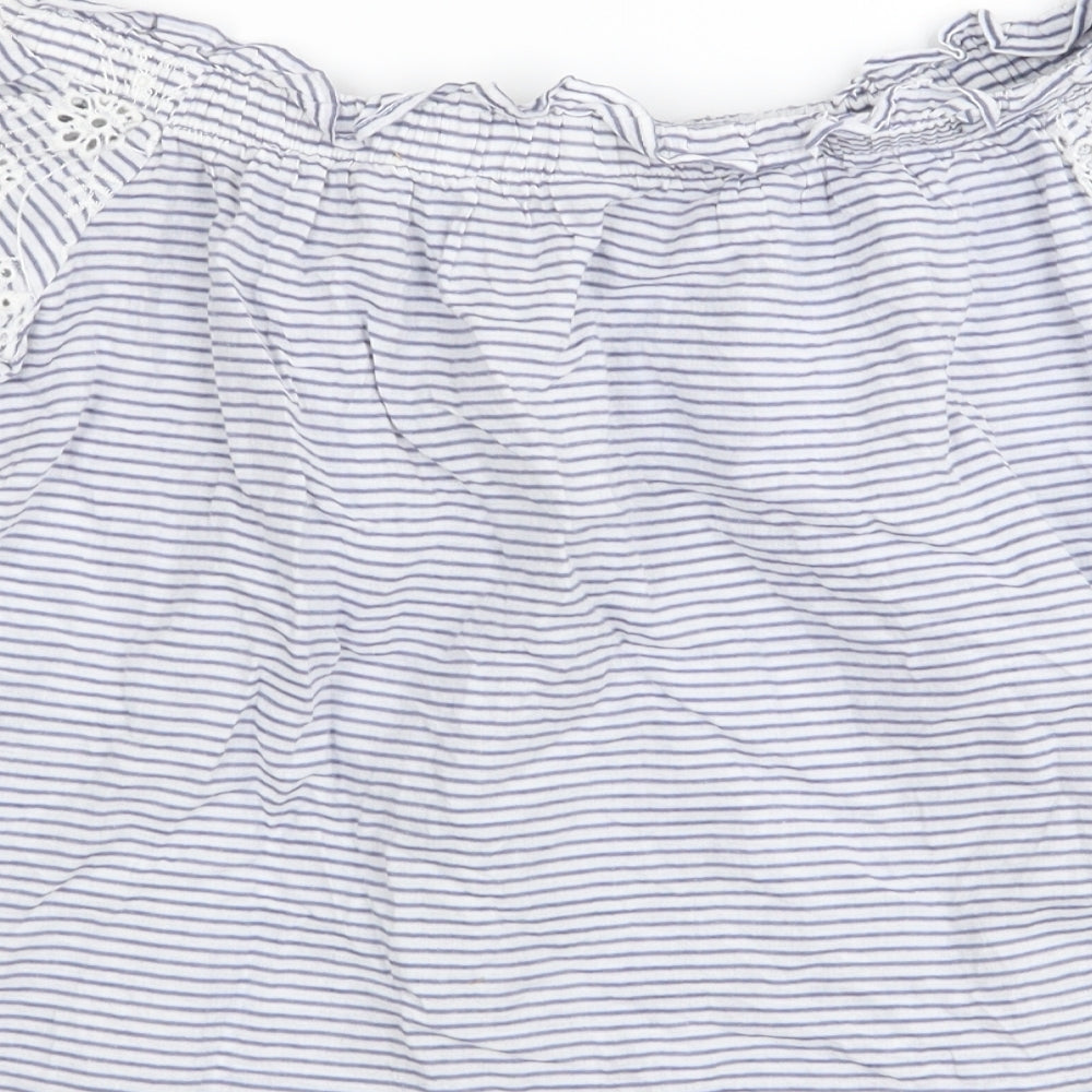 Primark Womens Blue Striped Basic Blouse Size 4