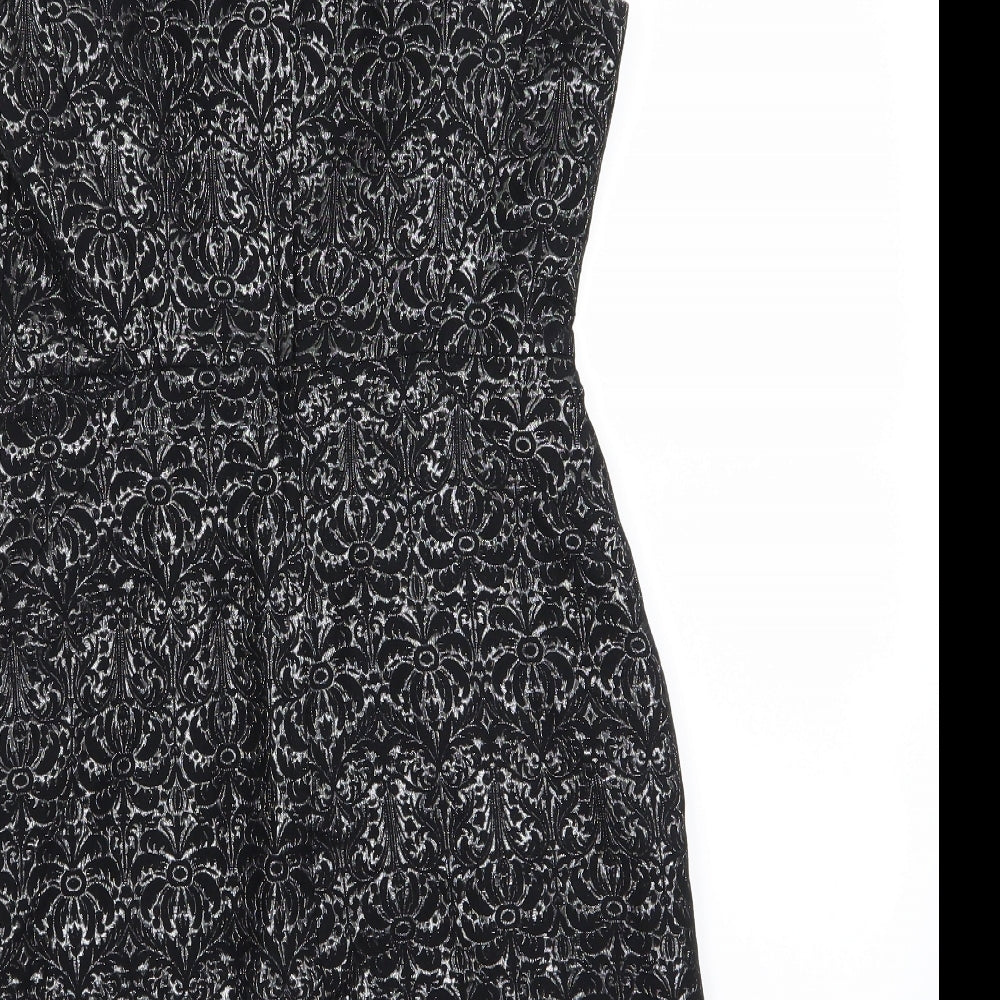 New Look Womens Black Geometric A-Line Size 8