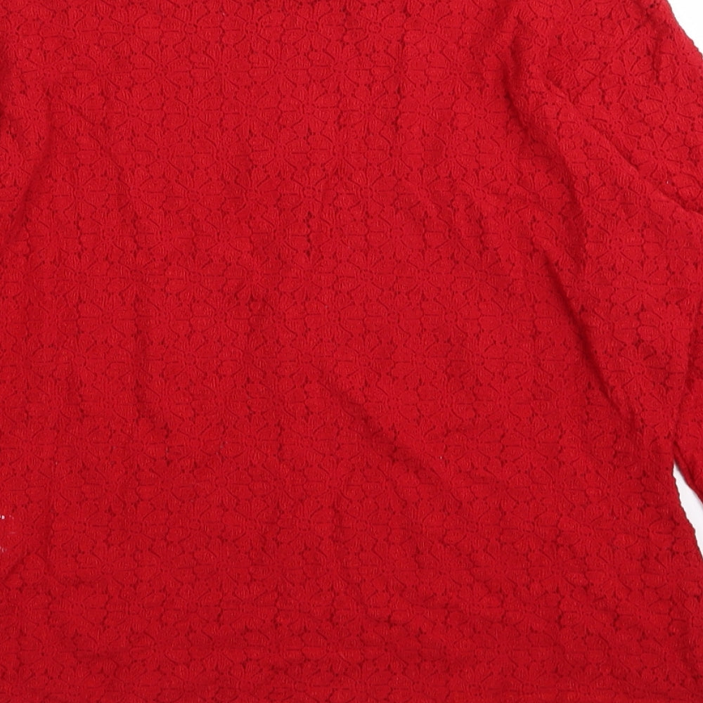 sinclair Womens Red Floral Basic T-Shirt Size 18