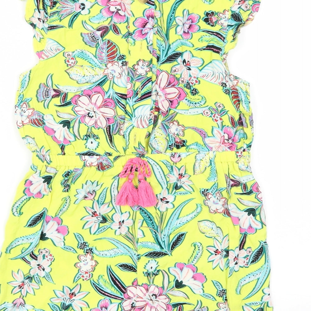 I love girls wear Girls Yellow Floral Bodysuit One-Piece Size 7 Years