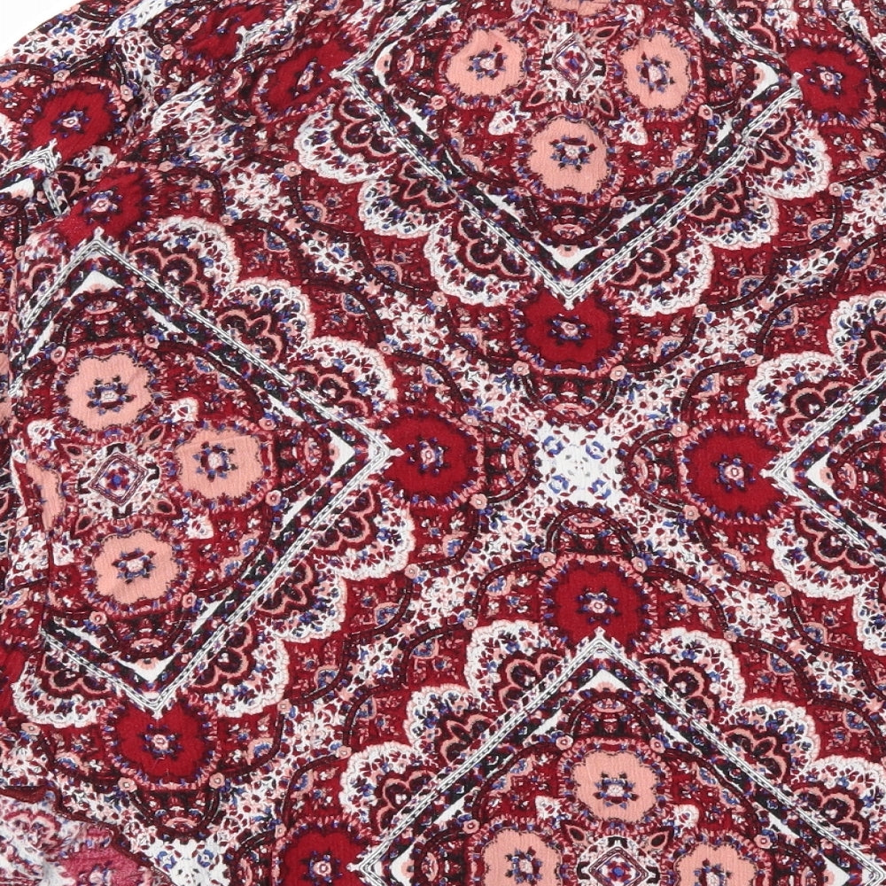 Solo Womens Red Floral Basic T-Shirt Size 12