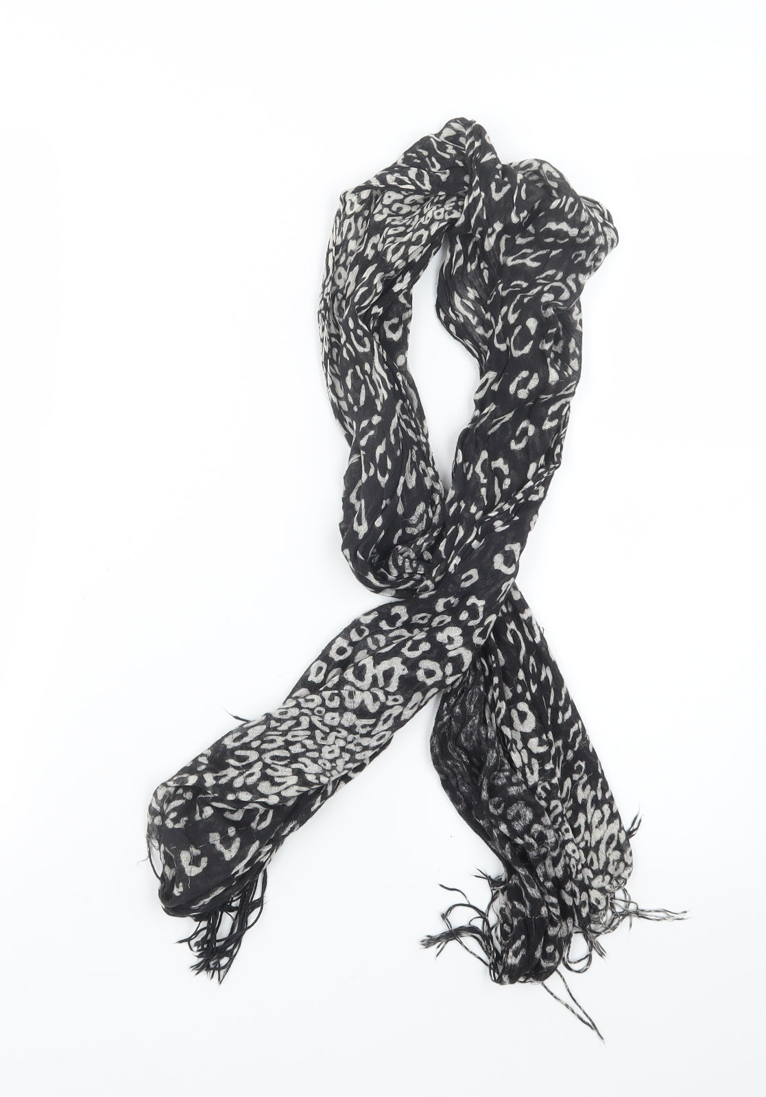 Preworn Womens Black Animal Print Scarf