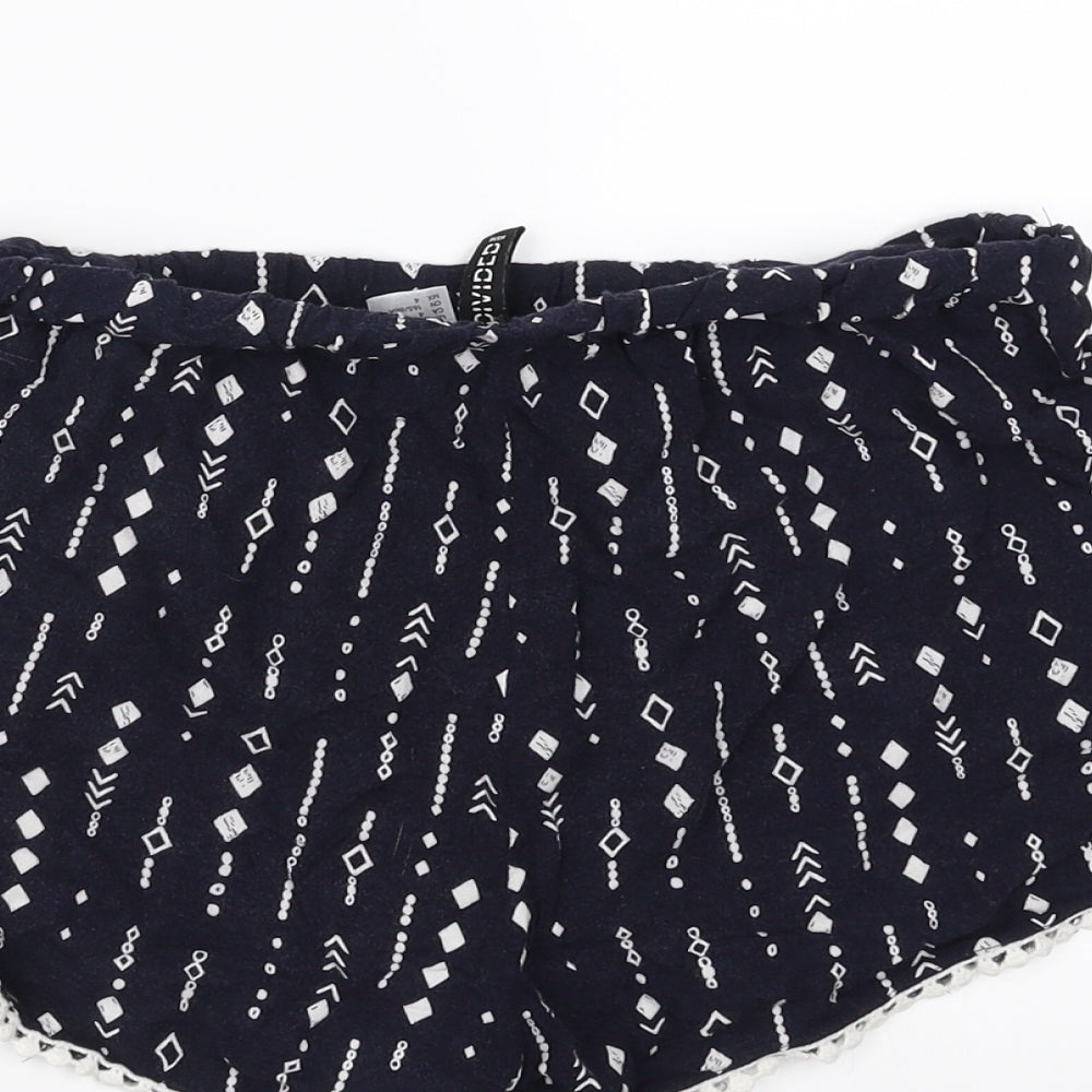 Divided by H&M Womens Blue Geometric Hot Pants Shorts Size 8