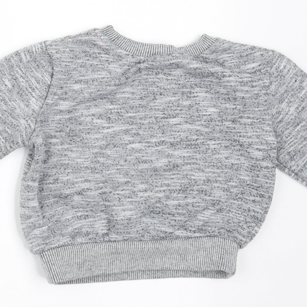 Mini Rebel Baby Grey Pullover Jumper Size 9-12 Months - monster face