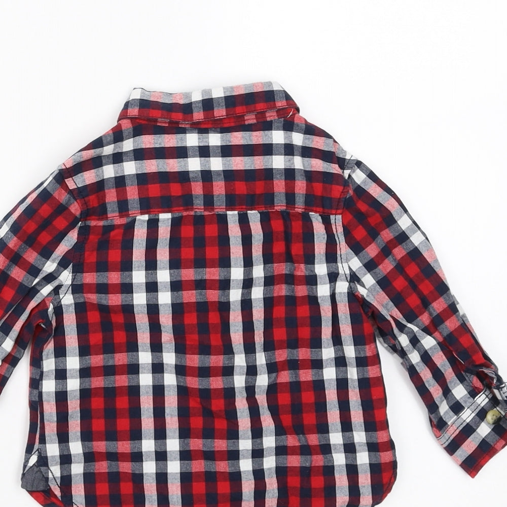 Mini Rebel Boys Blue Check Basic Button-Up Size 9-12 Months
