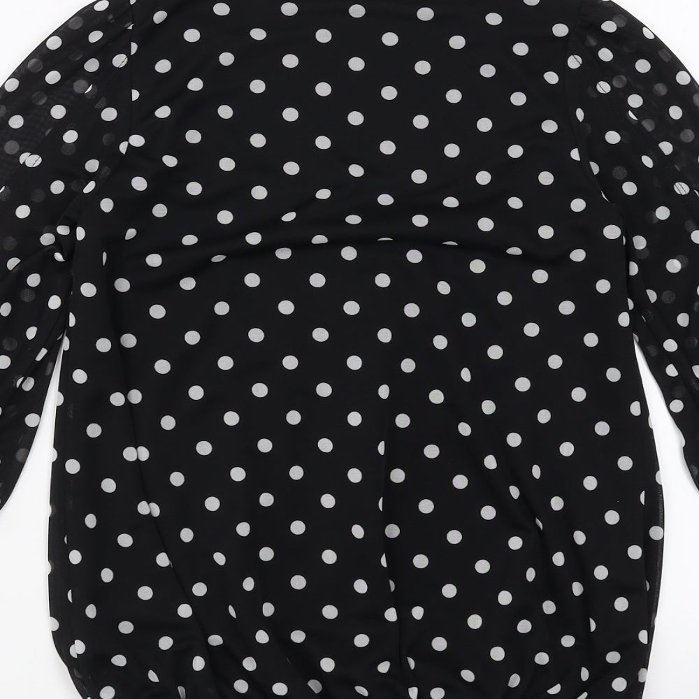 New Look Womens Black Polka Dot Basic Blouse Size 8