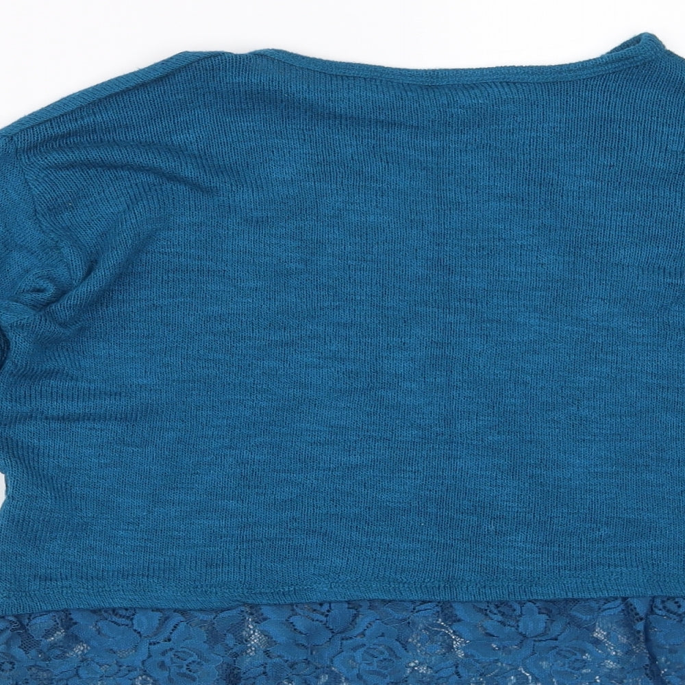 New Look Girls Blue Pullover Jumper Size 14-15 Years - lace hem
