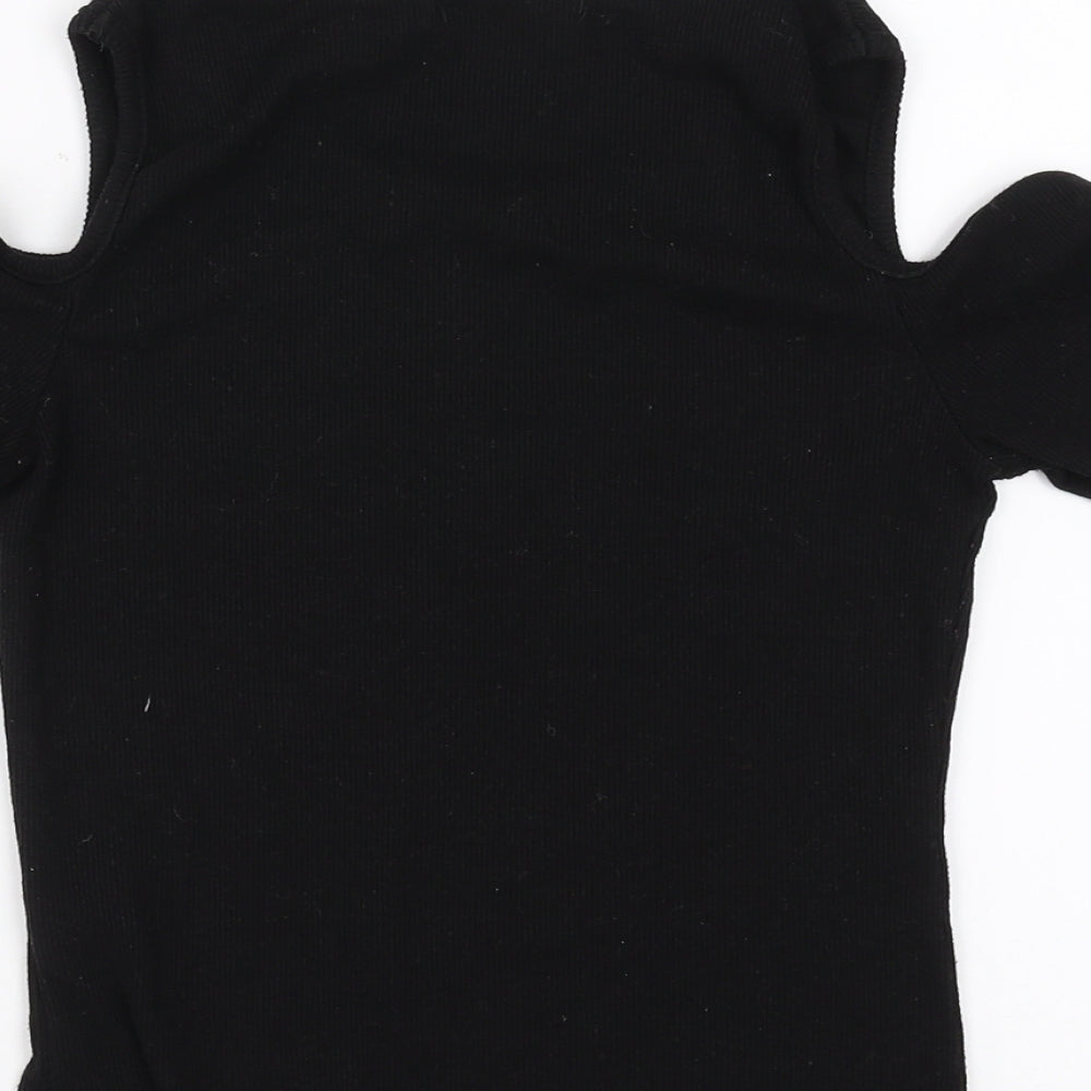 cotton:on Womens Black Basic T-Shirt Size S - cold Shoulder