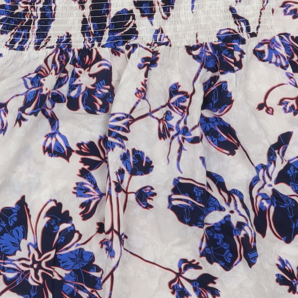 Warehouse Womens Blue Floral Basic Tank Size 14