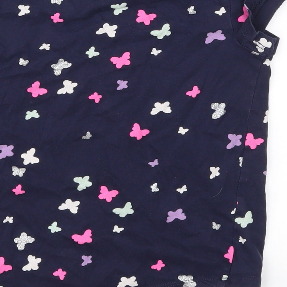 H&M Girls Blue Geometric Basic T-Shirt Size 5-6 Years