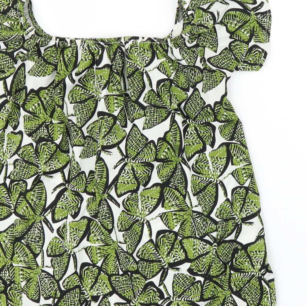 Primark Womens Green Animal Print Basic Blouse Size 4 - Butterflies