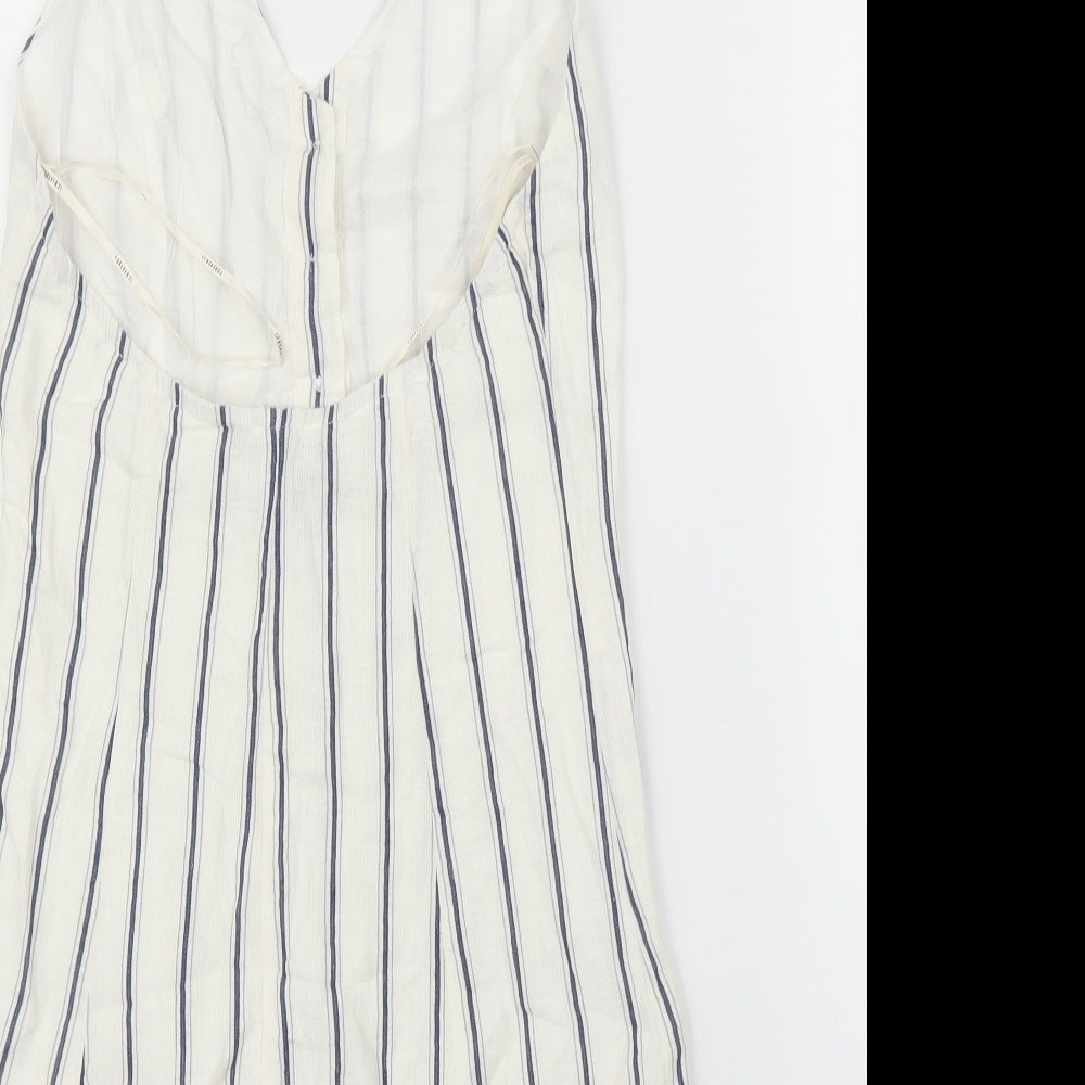 FOREVER 21 Womens White Striped A-Line Size S