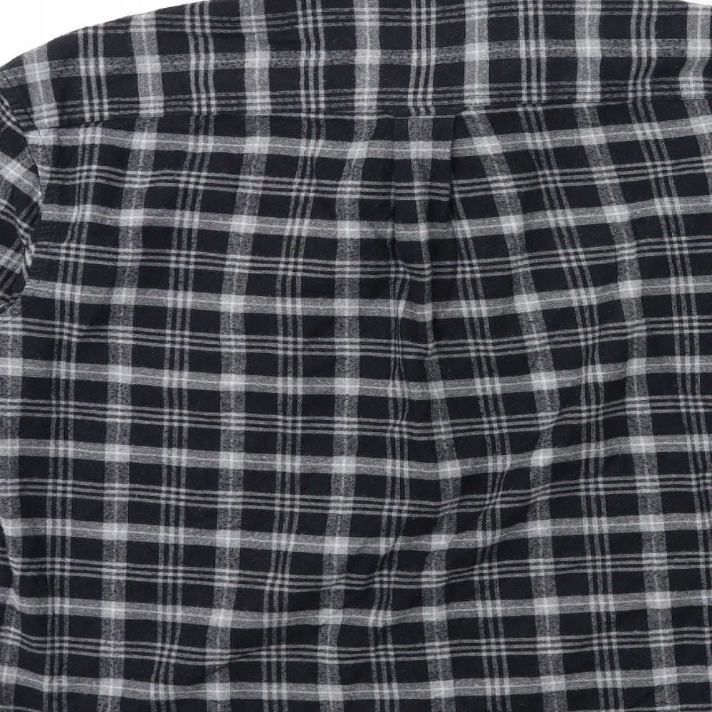 Blue Harbour Mens Black Check Button-Up Size M