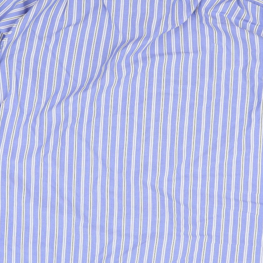 Christopher hayes Mens Blue Striped Button-Up Size 16