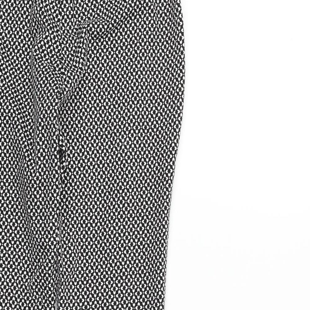 New Look Womens Black Geometric Trousers Size 8 L23 in