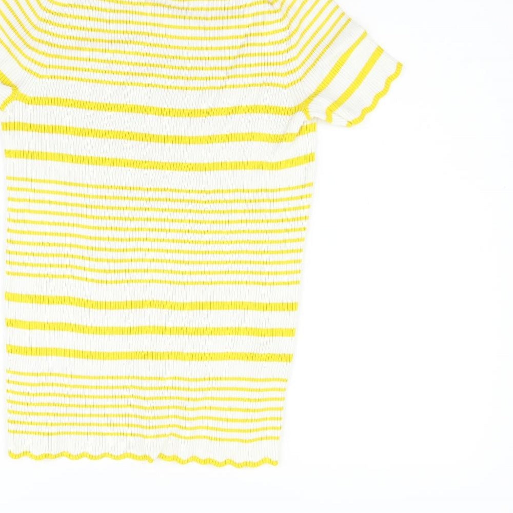 TU Womens White Striped Basic Blouse Size 12