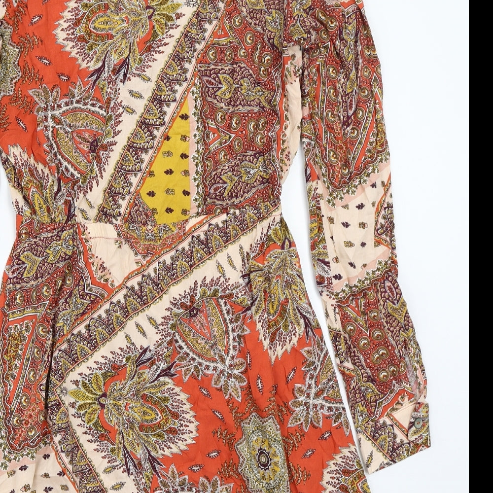 Only Womens Orange Paisley A-Line Size 36