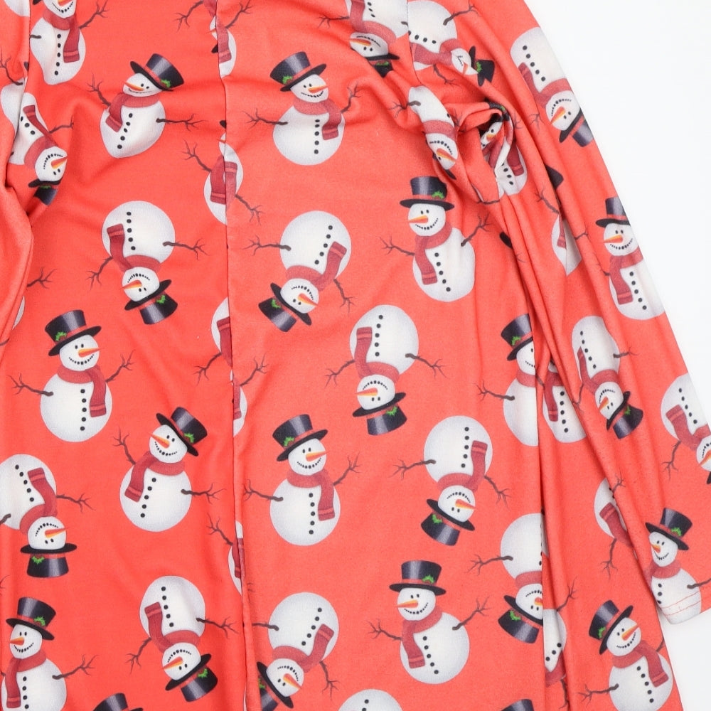 MissLook Womens Red Rayon A-Line Size M - christmas