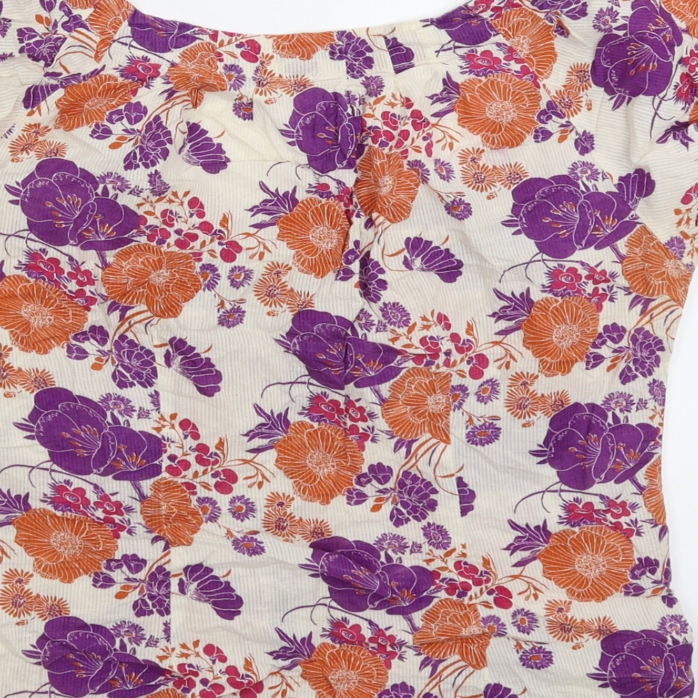 H&M Womens Multicoloured Floral Basic Button-Up Size 12