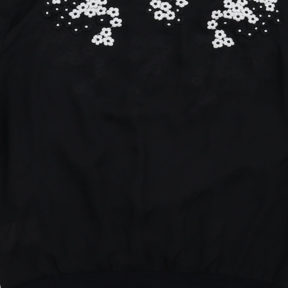 Darling Womens Black Floral Basic Blouse Size 10