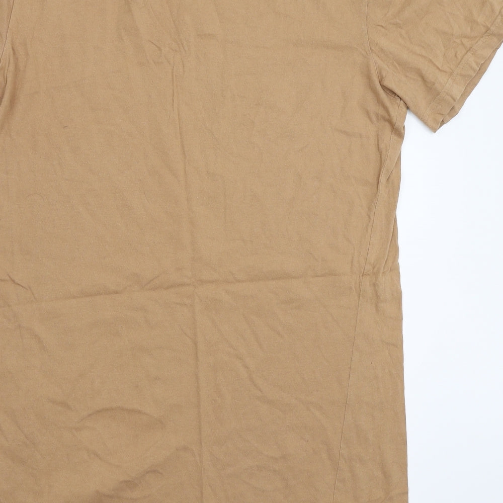 Boohoo Mens Beige T-Shirt Size M - Distressed