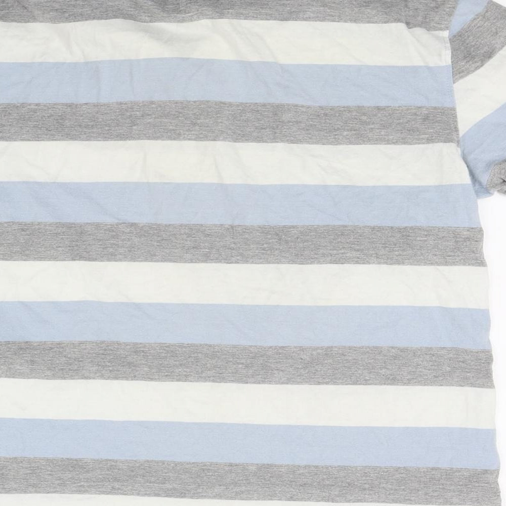 Cedarwood State Mens Blue Striped Polo Size M