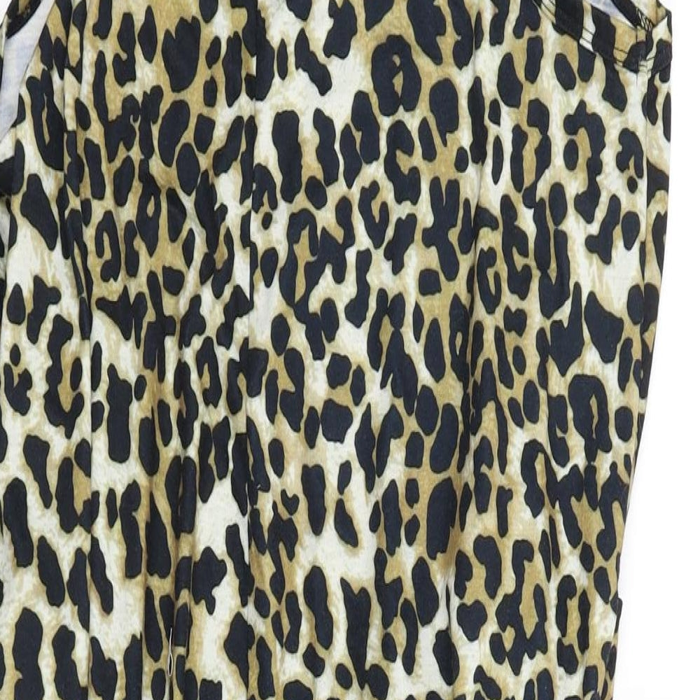 SheIn Womens Brown Animal Print Playsuit One-Piece Size S
