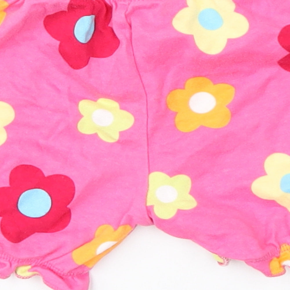 Preworn Girls Pink Floral Cropped Trousers Size 3-6 Months