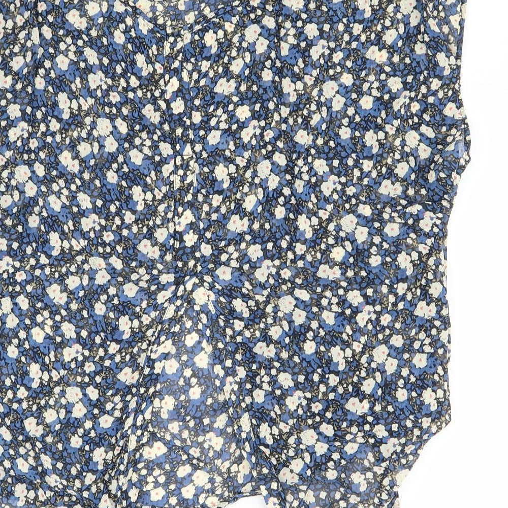 Dylan & Rose Womens Blue Floral Basic Blouse Size 10 - OPEN BACK