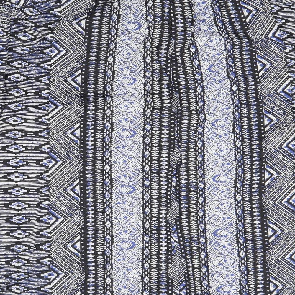 CHA CHA Womens Blue Geometric Basic Blouse Size L