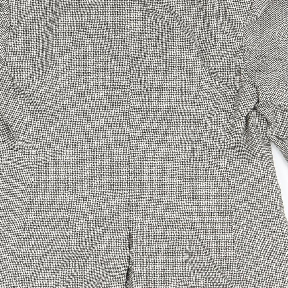 H&M Womens Green Houndstooth Jacket Blazer Size 12