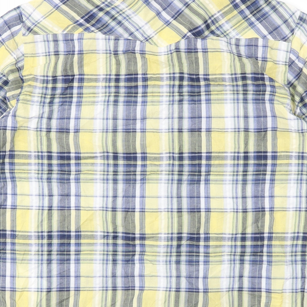 Kurt Muller Mens Yellow Plaid Button-Up Size M