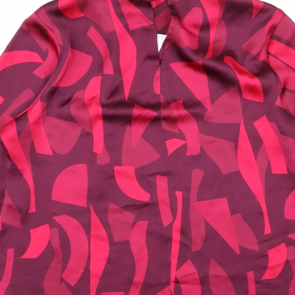 petite Womens Red Camouflage Basic Button-Up Size 12