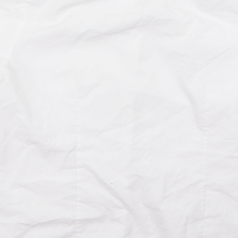 Brand and care label for George girls’ white rayon basic button-up, size 12, years