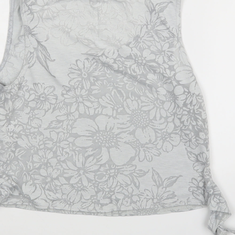 New Look Womens Grey Floral Basic Tank Size 10