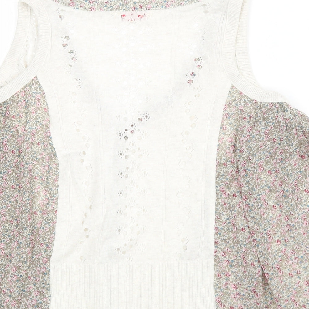 Miss Selfridge Womens Beige Floral Basic Blouse Size 8