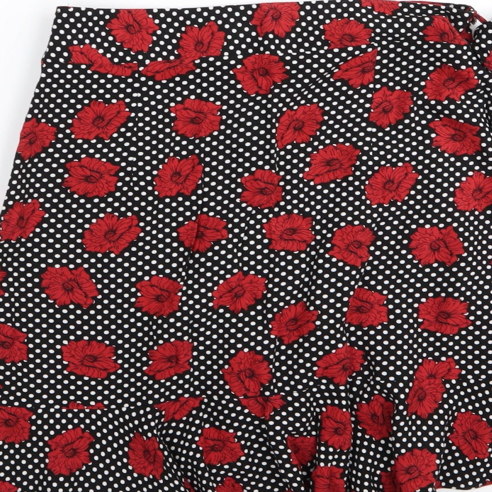Papaya Womens Black Polka Dot Flare Skirt Size 8