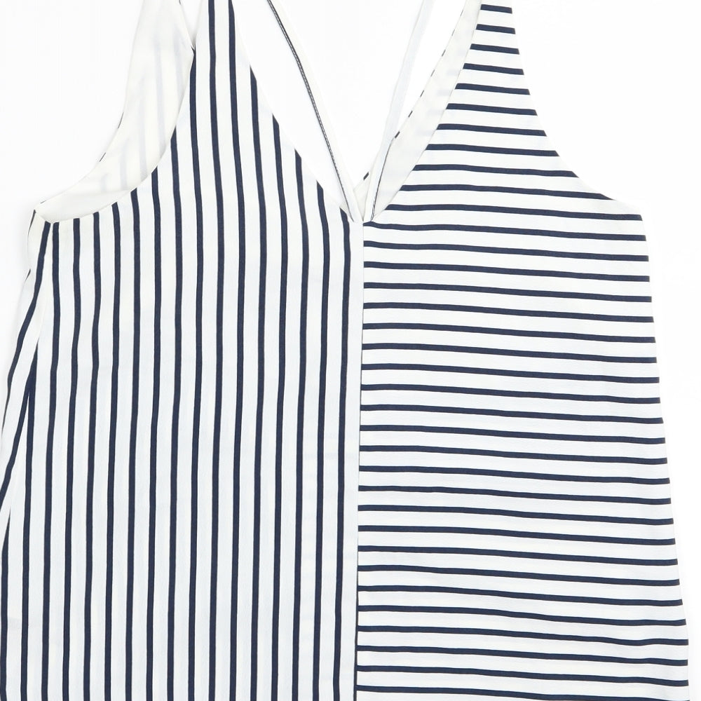 Topshop Womens White Striped Camisole Tank Size 8