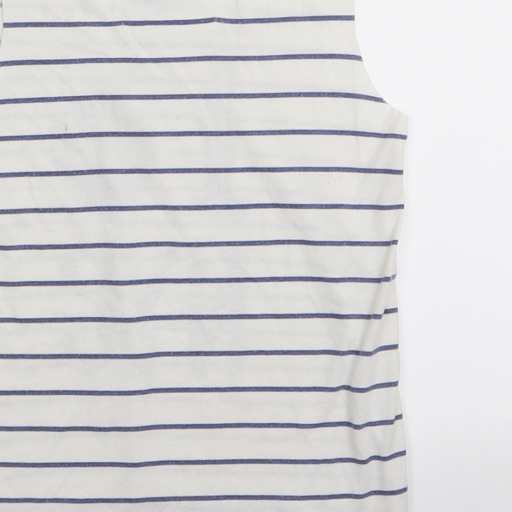 River Island Girls White Striped Basic Tank Size 7-8 Years