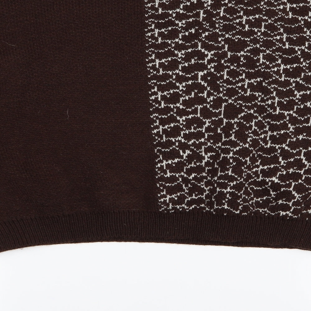 SheIn Womens Brown Geometric Pullover Jumper Size S